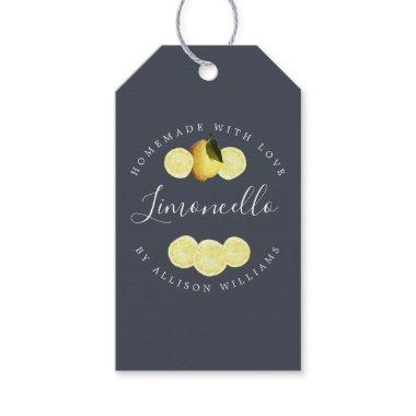 Custom Homemade Limoncello Dark Blue Gift Tags