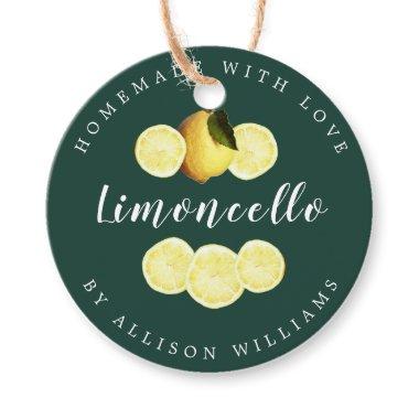 Custom Homemade Limoncello Dark Green Bottle Favor Tags