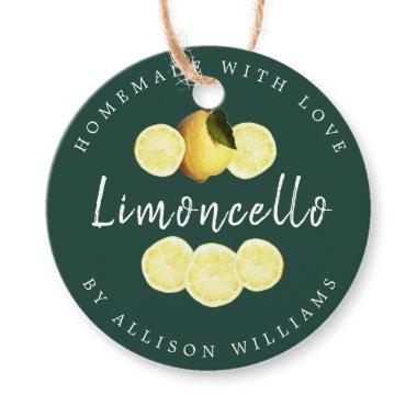 Custom Homemade Limoncello Dark Green Favor Tags