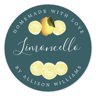 Custom Homemade Limoncello Deep Teal Label