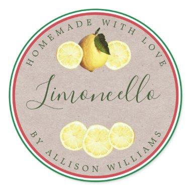 Custom Homemade Limoncello Italian Flag Kraft Classic Round Sticker