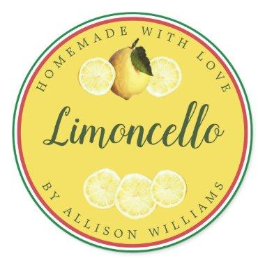 Custom Homemade Limoncello Italian Flag Tricolore Classic Round Sticker