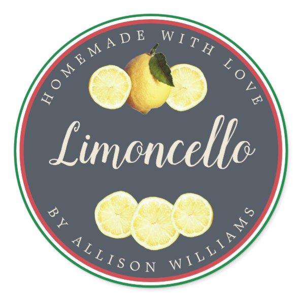 Custom Homemade Limoncello Italian Flag Tricolore Classic Round Sticker