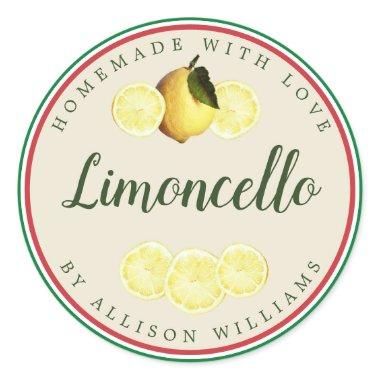 Custom Homemade Limoncello Italian Flag Tricolore Classic Round Sticker