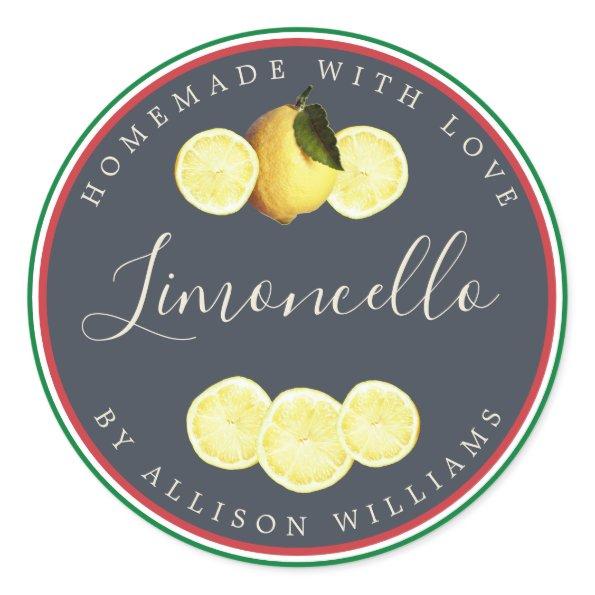 Custom Homemade Limoncello Italian Flag Tricolore Classic Round Sticker