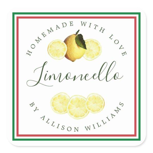 Custom Homemade Limoncello Italian Flag Tricolore Square Sticker