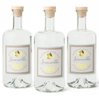 Custom Homemade Limoncello Italian Tricolore Flag Liquor Bottle Label