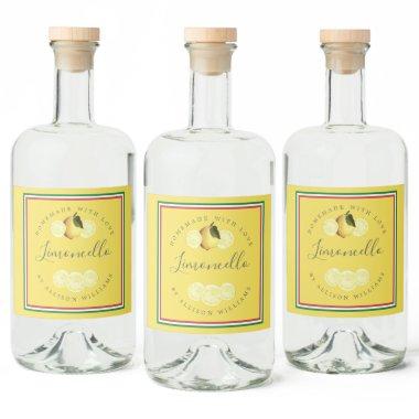 Custom Homemade Limoncello Italian Tricolore Flag Liquor Bottle Label