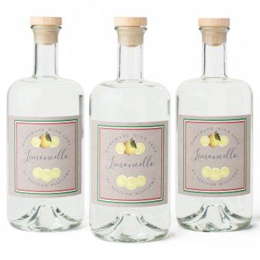 Custom Homemade Limoncello Italian Tricolore Flag Liquor Bottle Label