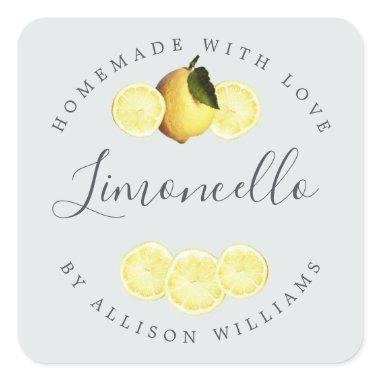 Custom Homemade Limoncello Label Blue