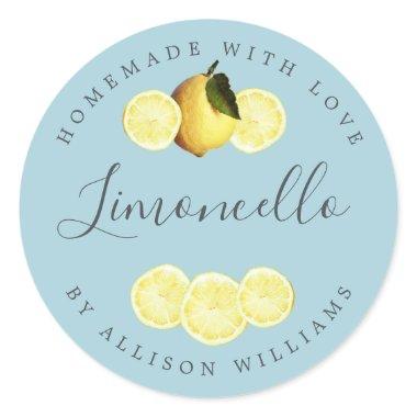 Custom Homemade Limoncello Label Blue