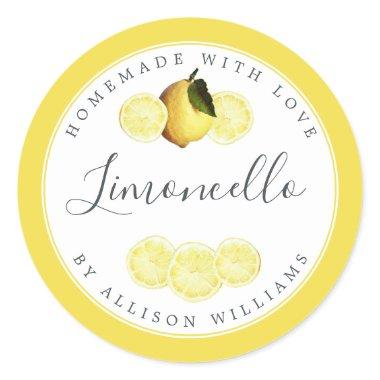 Custom Homemade Limoncello Label Bright Yellow