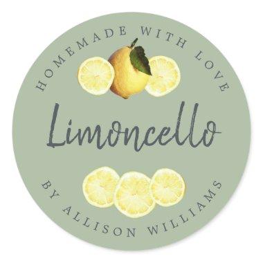 Custom Homemade Limoncello Label Laurel Green