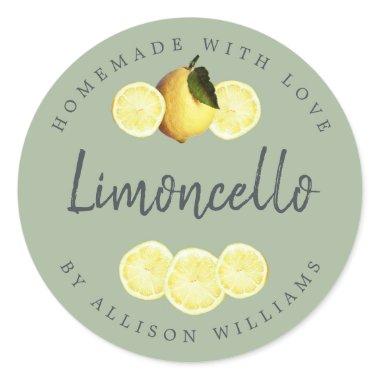 Custom Homemade Limoncello Label Laurel Green