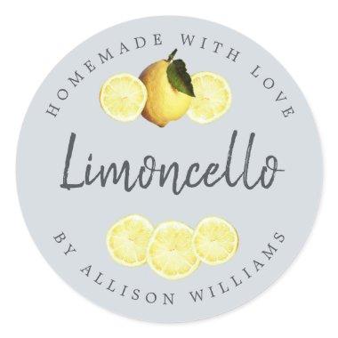 Custom Homemade Limoncello Label Pastel Blue