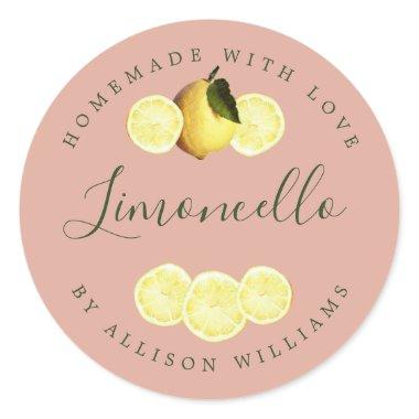 Custom Homemade Limoncello Label Pink