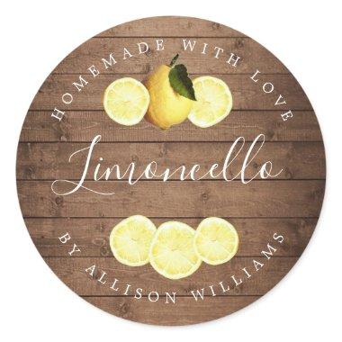 Custom Homemade Limoncello Rustic Wood Classic Rou Classic Round Sticker