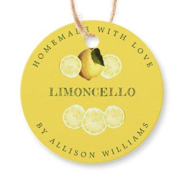 Custom Homemade Limoncello Yellow Bottle Favor Tags