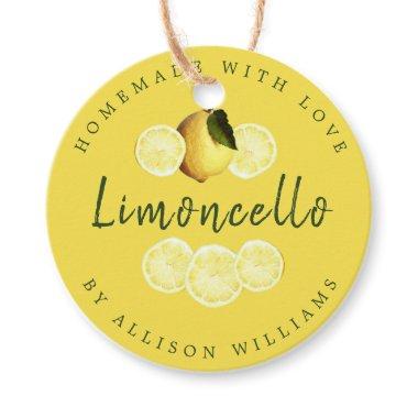 Custom Homemade Limoncello Yellow Bottle Favor Tags