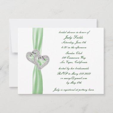 Custom Lime Hearts Bridal Shower Invitations