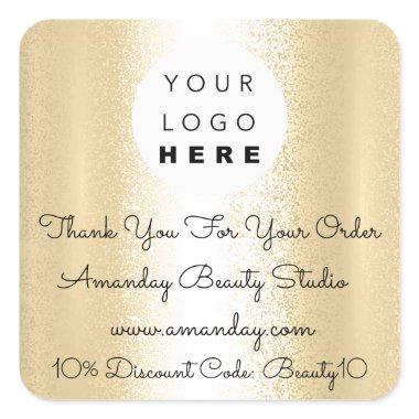 Custom Logo Thank You Shopping Discount Codes Gold Square Sticker