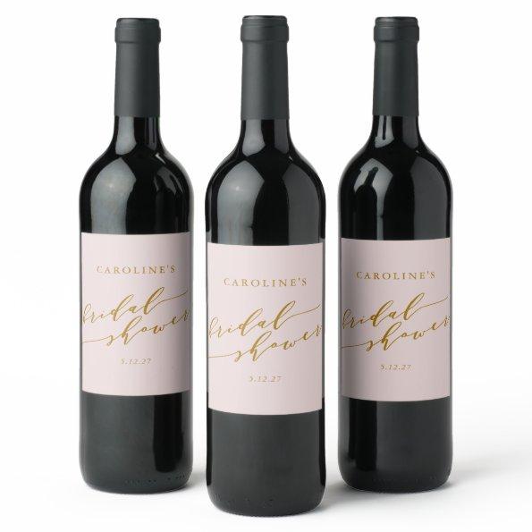 Custom Minimalist Elegant Pink  Wine Label