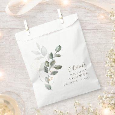 Custom Minimalist Gold Greenery Bridal Shower Favor Bag