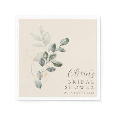 Custom Minimalist Gold Greenery  Napkins