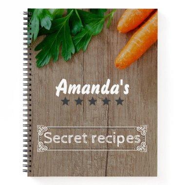 Custom Modern wood design secret recipes Notebook