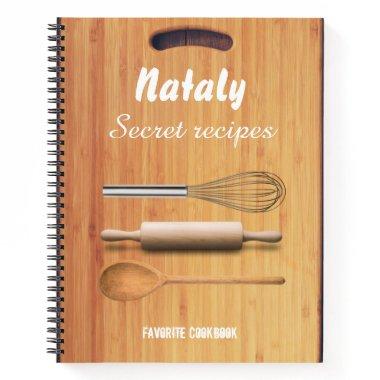 Custom modern wood design simple elegant recipe notebook