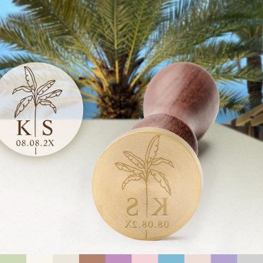 Custom Monogram and Date Palm Tree Wax Seal Stamp