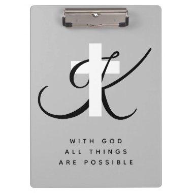 Custom monogram Christian faith cross symbol Clipboard