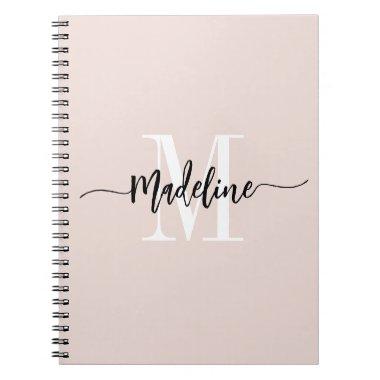 Custom Monogram Name Modern Script Swirls Gift Notebook