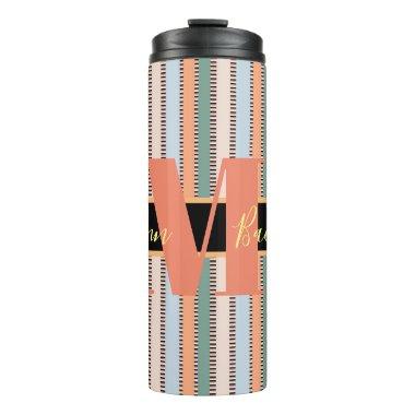 Custom Monogram Striped Wedding Bridesmaid  Thermal Tumbler