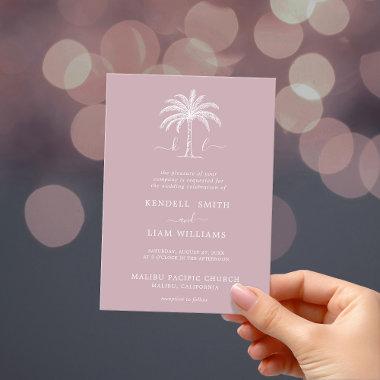 Custom Monogram Wedding Logo Palm Tree Invitations