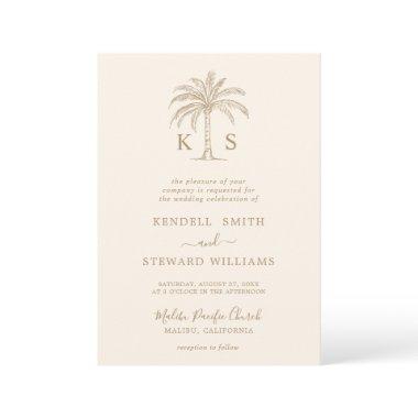 Custom Monogram Wedding Logo Palm Tree Invitations