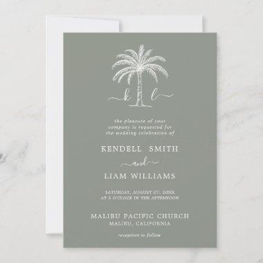 Custom Monogram Wedding Logo Palm Tree Invitations