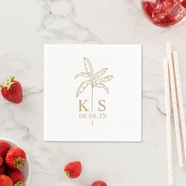 Custom Monogram Wedding Logo Palm Tree Napkins