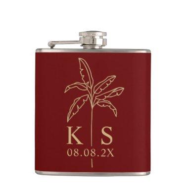 Custom Monogram Wedding Logo Palm Tree Tote Bag Flask