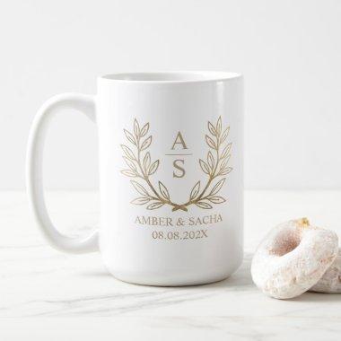 Custom Monogram Wedding Logo With Wreath Coffee Mug