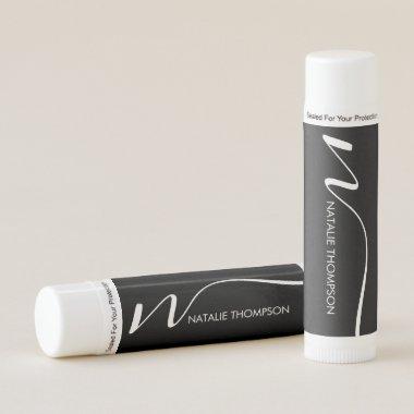 Custom Monogramed Personalized With Name Black Lip Balm