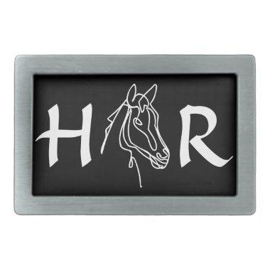 Custom monogrammed belt buckle with horse logo