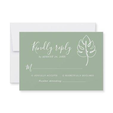 Custom Monstera Monogram Wedding Logo RSVP Card