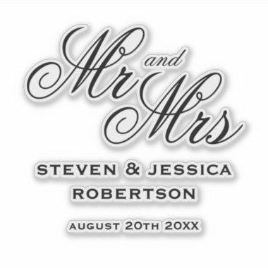 Custom Mr and Mrs elegant newly weds vinyl sticker