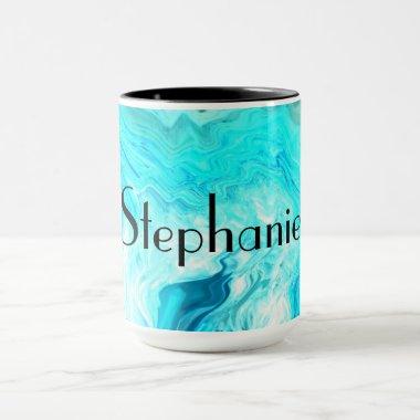 Custom Name Agate Gemstone Geode Art Black Blue Mug