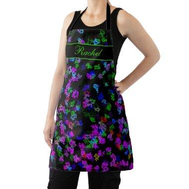 Custom Name Colorful Glow Abstract Pattern Stylish Apron