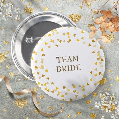Custom Name Gold Hearts Confetti Wedding Button