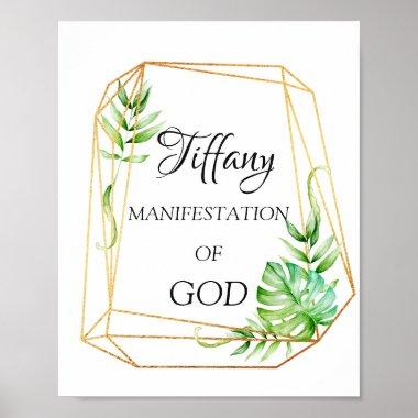 Custom Name Meaning Floral Bridal Birthday Gold Poster