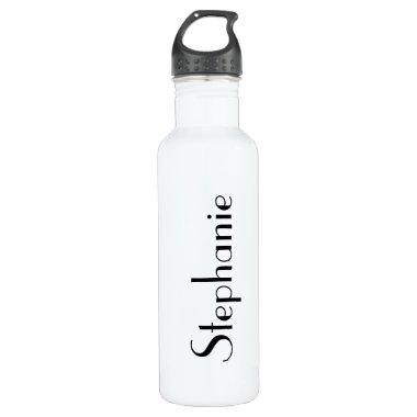 Custom Name Monogram Black White Gift Party Favor Stainless Steel Water Bottle