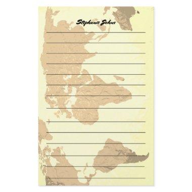 Custom Name Monogram Lined World Map Image Stationery